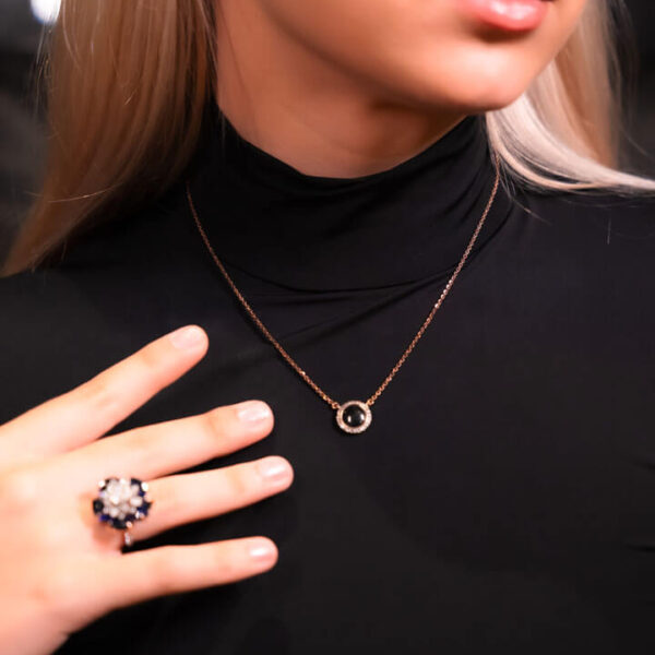 Black Stone Circle Pendant