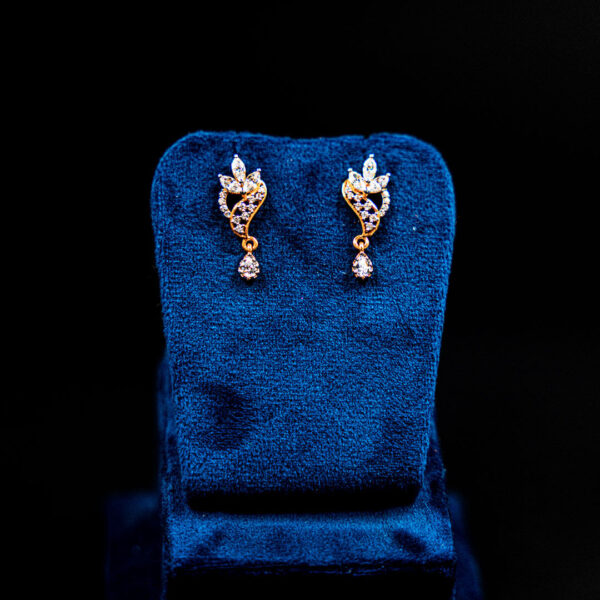 (Diamond) Delicate Floral Drop Earrings