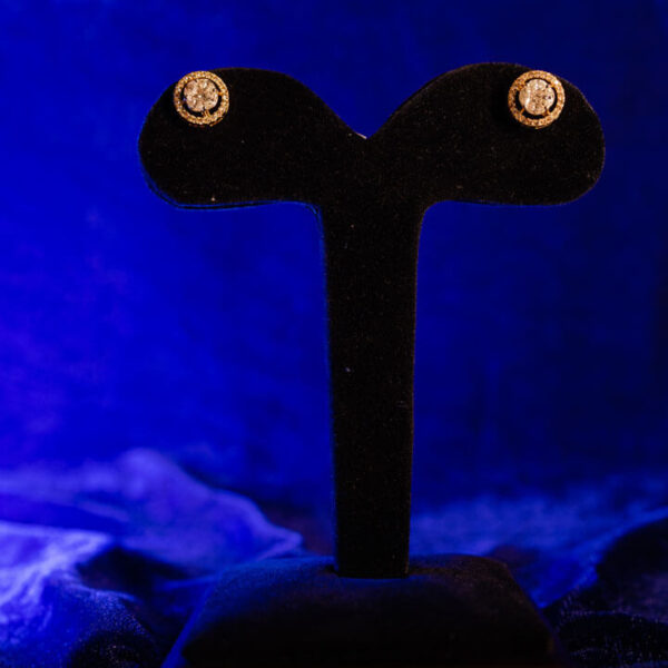 (Diamond  gold ) Classic Round Signature Earrings