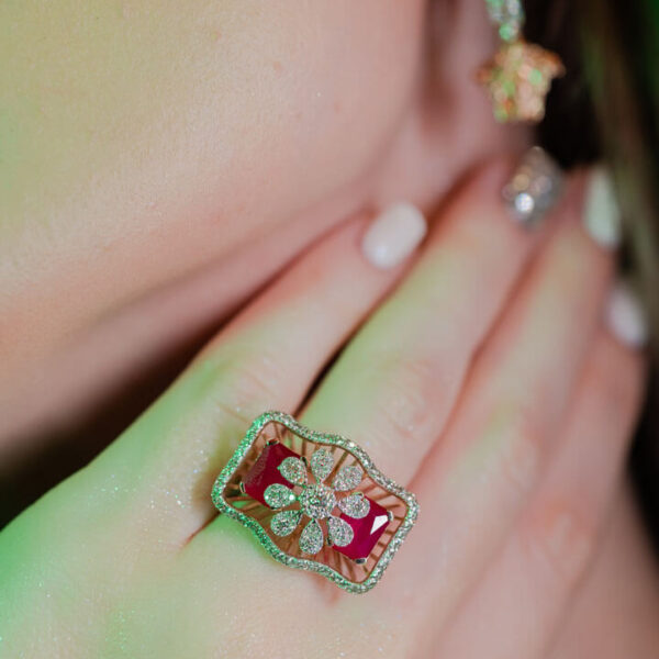 Floral Ruby Statement Ring