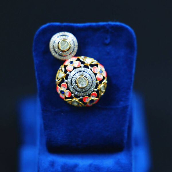 (Gold) Floral Enamel Statement Earrings