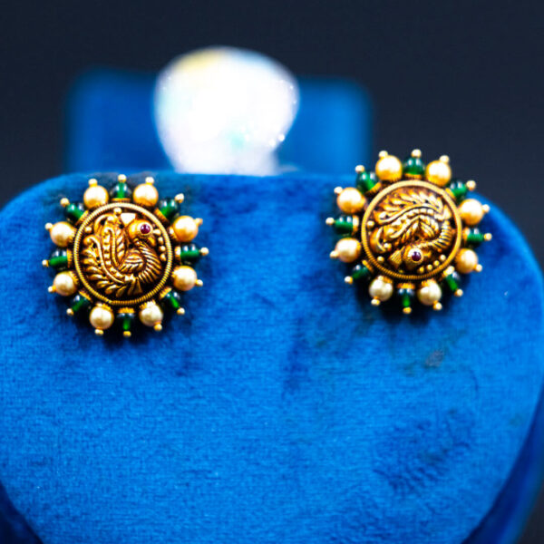 Gold) Peacock Heritage Stud Earrings