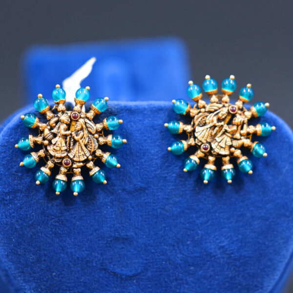 Gold) Radha Krishna Temple Earring