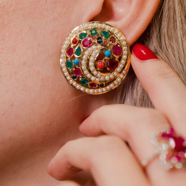 Gold) Royal Meenakari Earrings