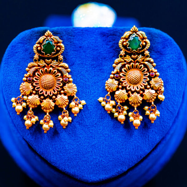(Gold) Royal Sunburst Temple Earrings