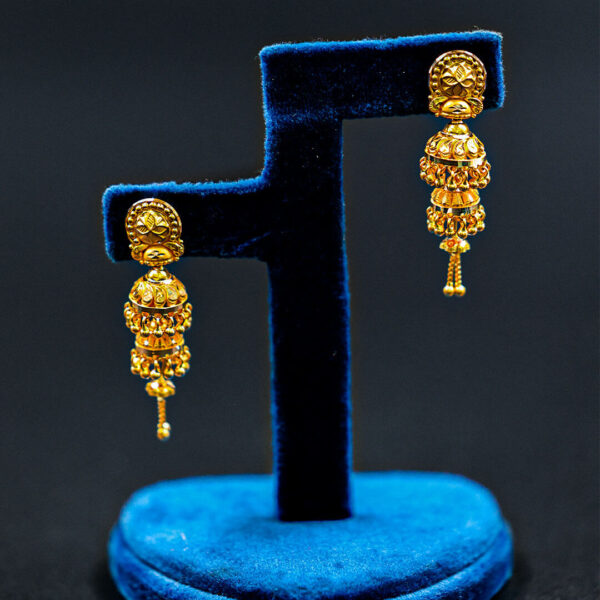 Gold) Royal Tiered Jhumki Earrings