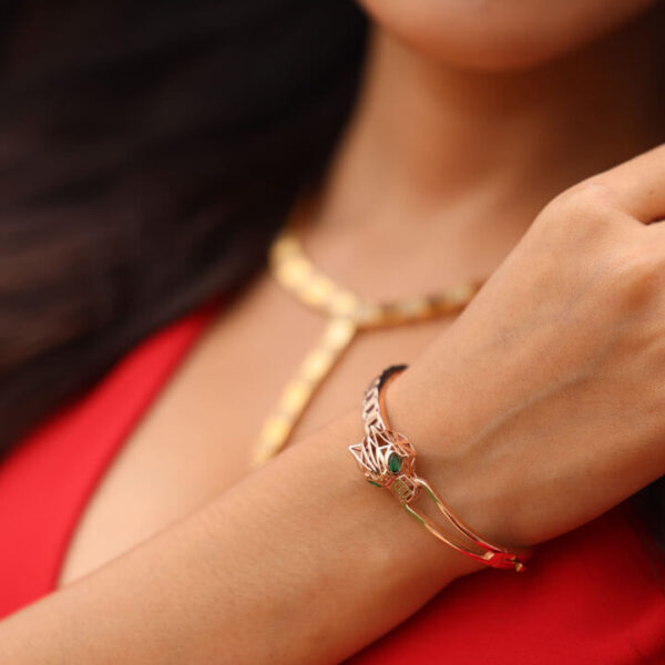 Panther green stone cuff