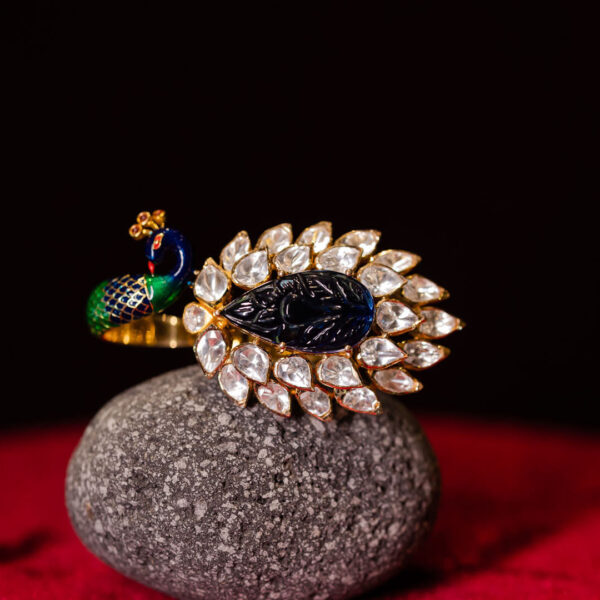 Peacock Kundan Statement Ring