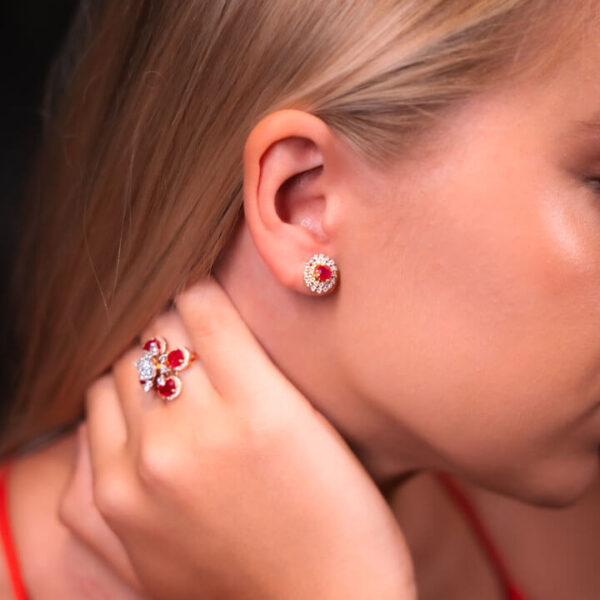 Ruby Floral Earrings