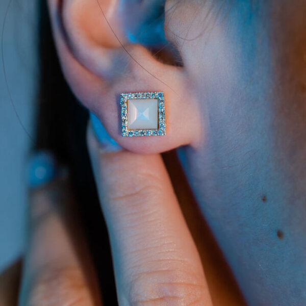 diomond Emerald Halo Earrings