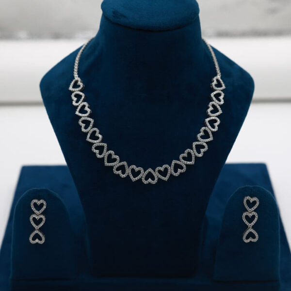 Heart Silver Necklace Set